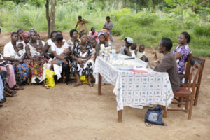 Akosua speaking to malnourished children's centre